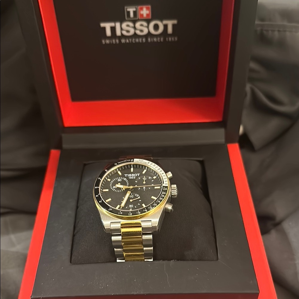 Tissot Black and Gold Chronograph Watch
